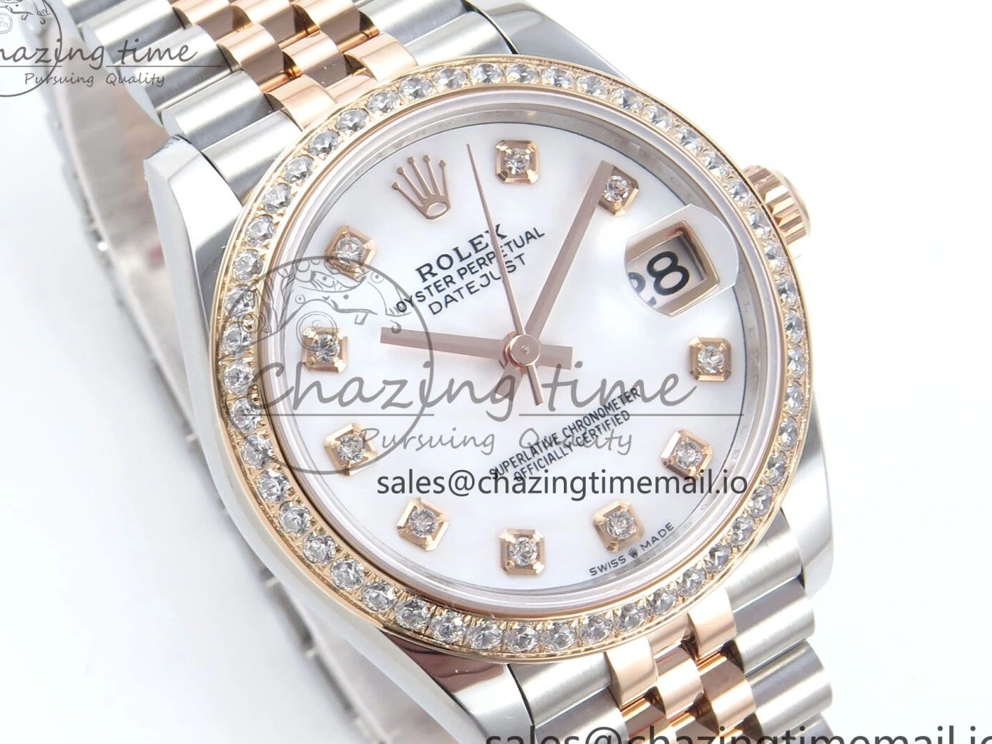 MiroTime 0324 DateJust 31 278381RBR ARF 1:1 Best Edition 904L Steel White Diamonds Dial Diamonds Bezel on SS RG Jubilee Bracelet ETA Versatile 392